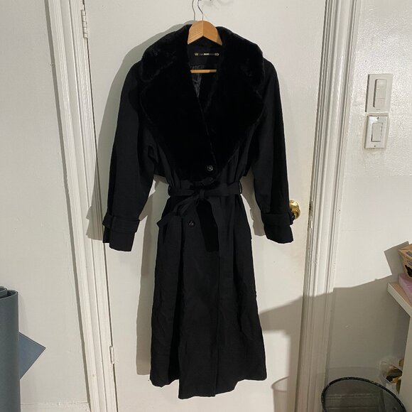 Vintage Pure Virgin Wool Full Length Lined Coat/Trench with drawstring belt - Picture 1 of 8
